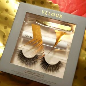 VELOUR LASHES Fluff n Whispie Glamoureyes Kit - adhesive + tweezers  NWT